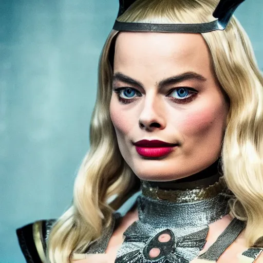 Prompt: margot Robbie wearing a cosplay costume, detailed face, 4k, hd, cinematic