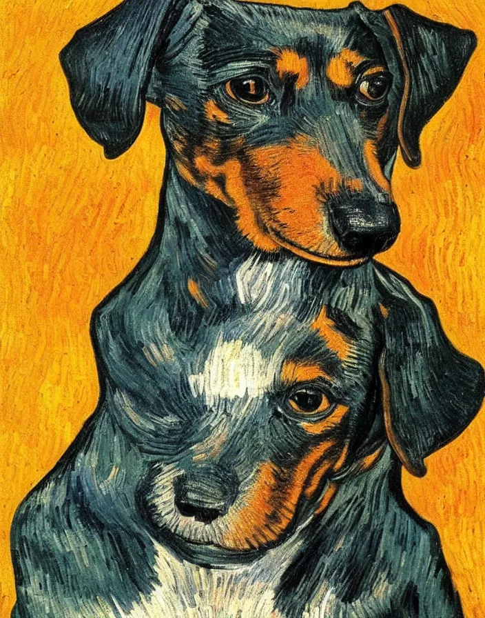 Image similar to Portrait of a dachshund, Vincent Van Gogh
