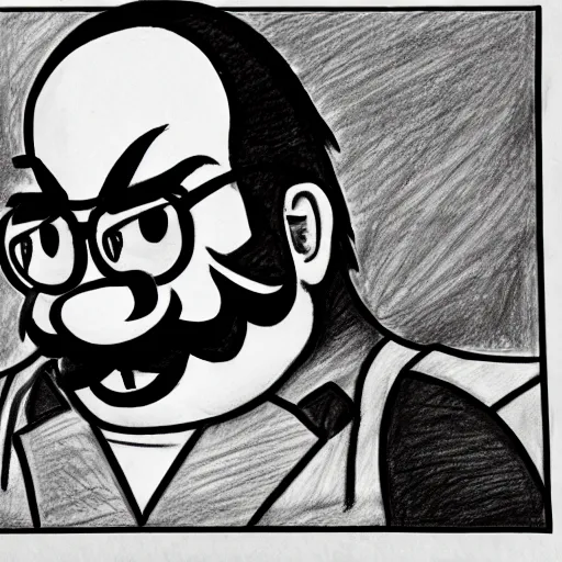 Prompt: a drawing of Wario by Tom of Finland
