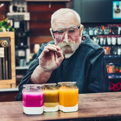 Image similar to first picture of juice world as an old man ( eos 5 ds r, iso 1 0 0, f / 8, 1 / 1 2 5, 8 4 mm, postprocessed, bokeh )