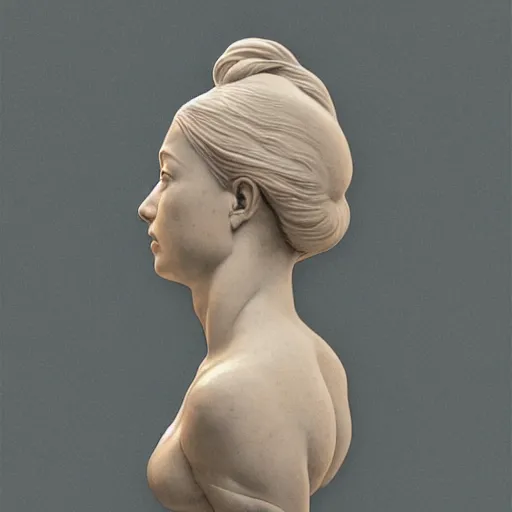 Image similar to beautiful lifelike award winning marble statue bust of pat morita trending on art station artgerm greg rutkowski alphonse mucha museum quality cinematic atmospheric