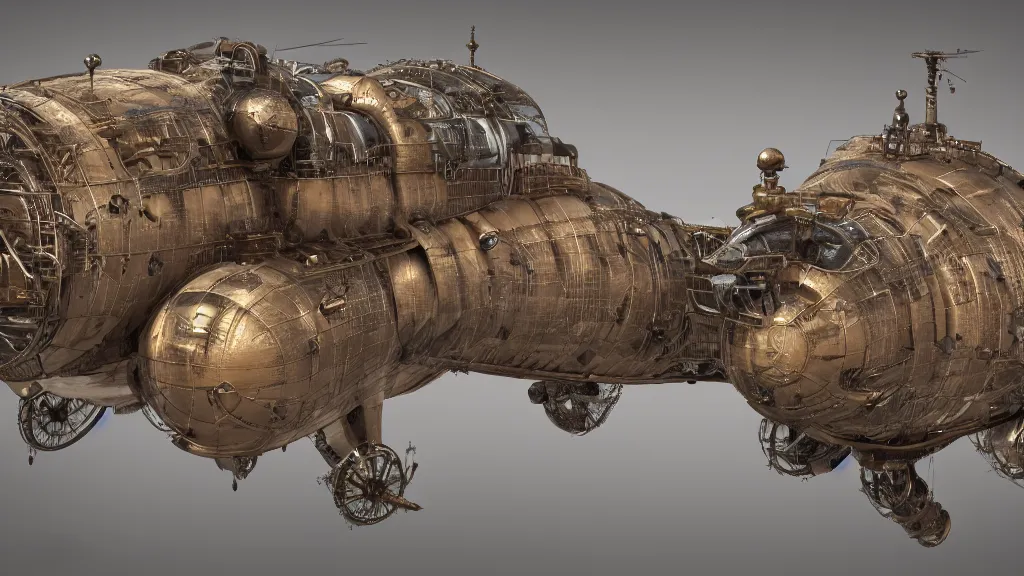 Image similar to steampunk tardigrade airship, high detail, octane render, 8k