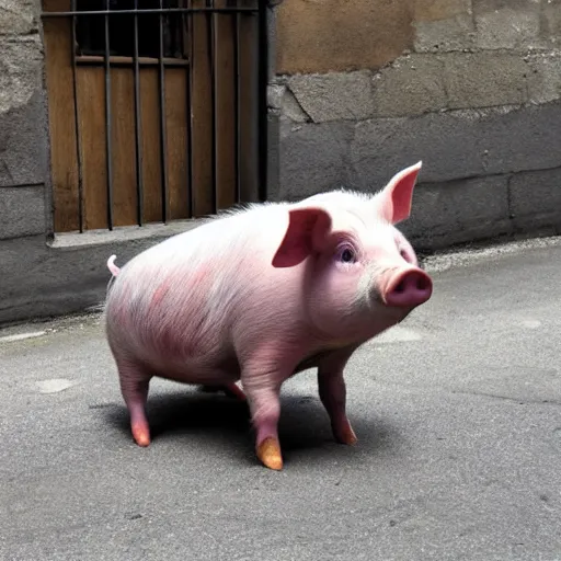 Image similar to pig dressed as a prisoner