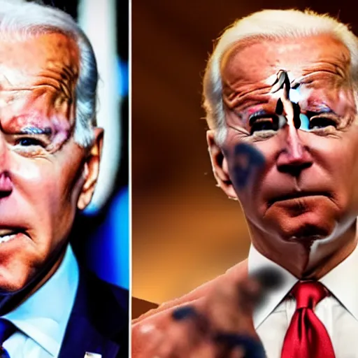 Image similar to Joe Biden magically turning his opponents into Chocolate Chocolate Chip Ice Cream