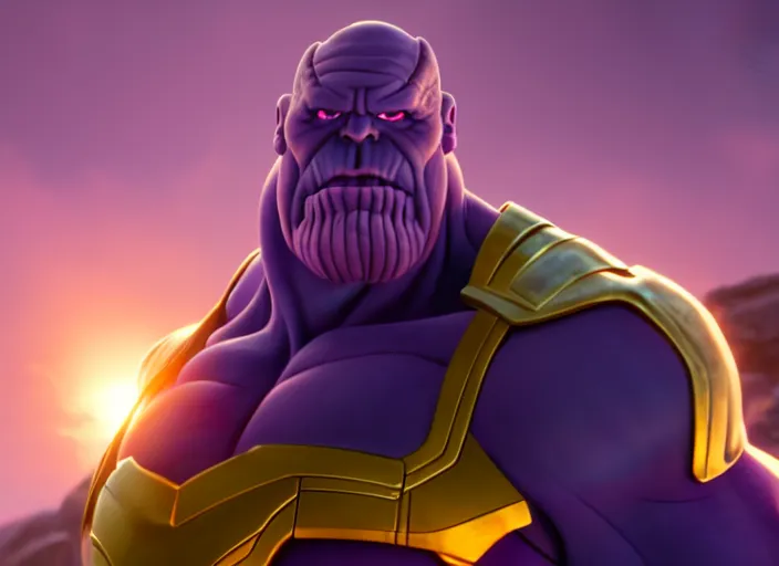 Prompt: animation portrait of thanos, studio ghibli, pixar and disney animation, sharp, rendered in unreal engine 5, clear sky, anime key art by greg rutkowski, bloom, dramatic lighting