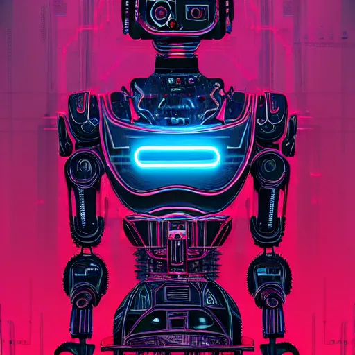 Image similar to robot with a red background, cyberpunk art by dr. atl, featured on behance, shock art, kinetic, synthwave, artwork