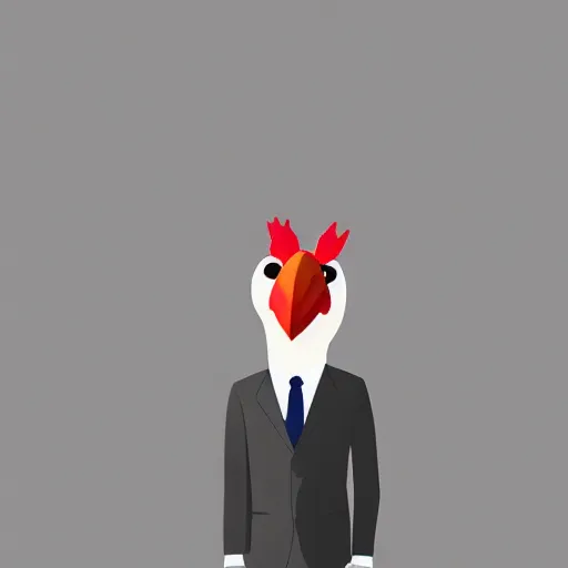 Image similar to a high quality photo of an antropomorphic chicken wearing a suit, 8k, digital art