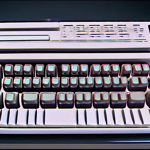 Image similar to commodore 6 4 with datasette, synthwave style