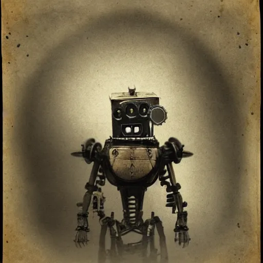 Image similar to portraits of steampunk robots by Louis Daguerre