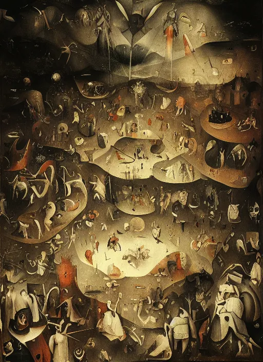 Prompt: this is hell, oil painting by hieronymus bosch, cinematic lighting, pen and ink, intricate line, hd, 4 k, million of likes, trending on artstation