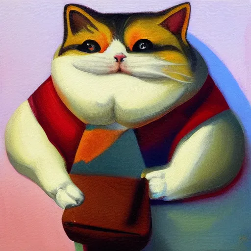 Prompt: a fat cat, cubic painting, oil on canvas, trending on artstation, stylized, detailed