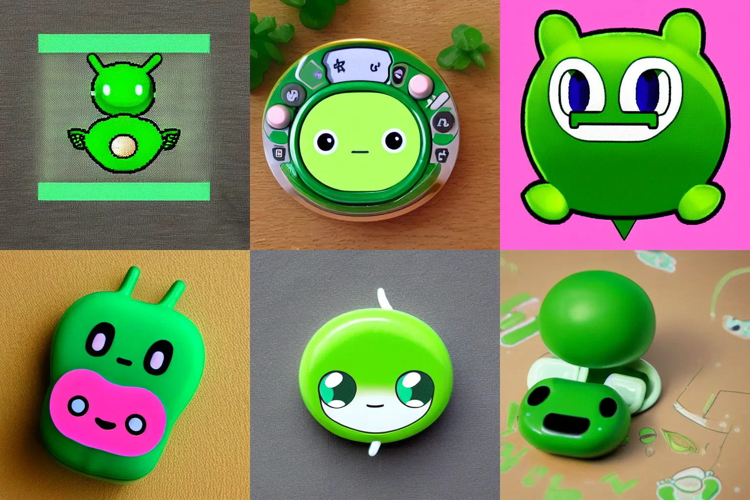 Prompt: green tamagotchi, kawai