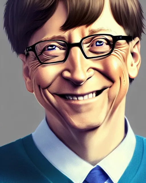 character concept art of bill gates as an anime boy, Stable Diffusion