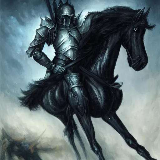 Image similar to a death knight astride a black horse