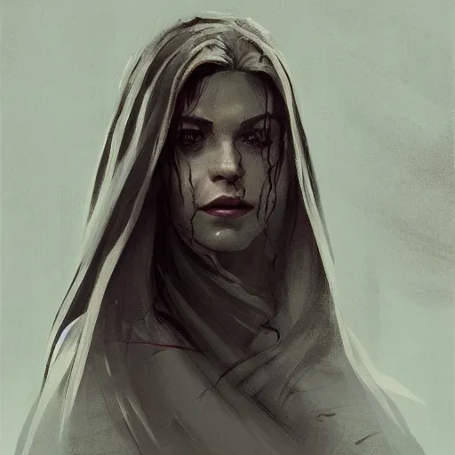 Image similar to portrait of an woman by Greg Rutkowski, she is about 20 years old, pretty, long brown wavy hair, scar near her mouth that makes her look like she's smiling all the time, wearing black sith robes, Star Wars Expanded Universe, highly detailed portrait, digital painting, artstation, concept art, smooth, sharp foccus ilustration, Artstation HQ