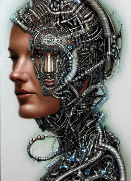 Image similar to biopunk cyborg portrait by julie bell, intricate biopunk patterns, detailed!, very sharp!!!