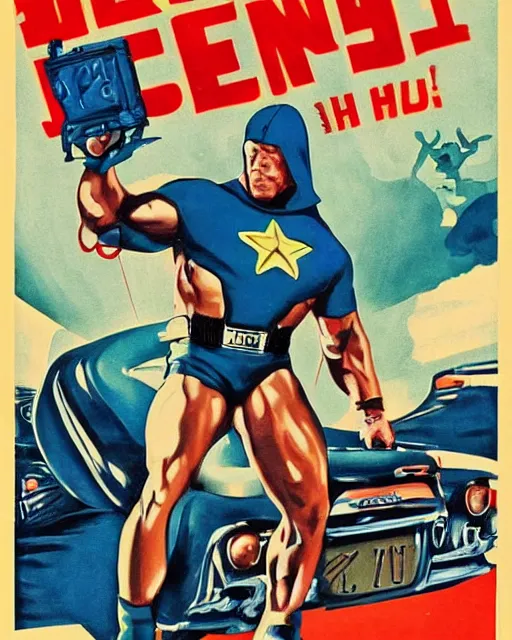 Image similar to john cena in 1 9 5 0 s pulp sci - fi movie poster, retrofuturism, highly detailed