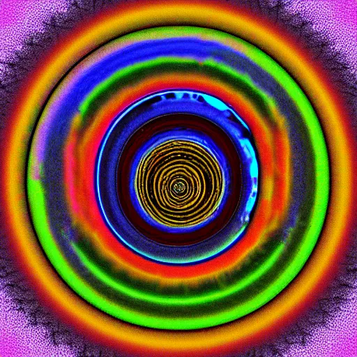Prompt: an ominous sphere made of eyes phyllotaxis spiral psychedelic chromatic aberration hd