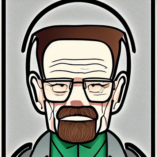 Image similar to a cell shaded cartoon still of walter white