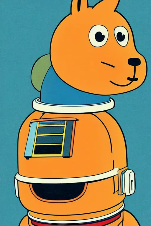 Image similar to by richard scarry. astronaut capybara. a 1 9 5 0 s retro illustration. studio ghibli. muted colors, detailed