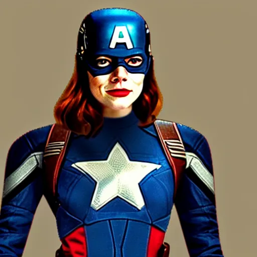 Image similar to Emma Stone as captain America