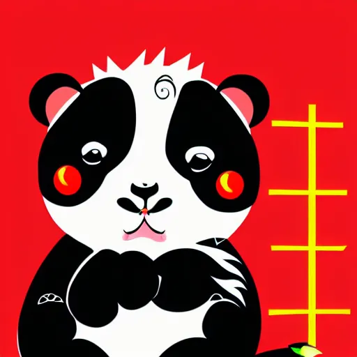 Image similar to vector art of welsh dragon and cute panda mixed, intercrossed, chimera, welsh flag, adobe illustrator