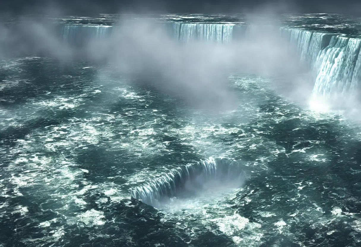 Prompt: niagara falls in outher space, cinematic lighting, atmospheric, hyper realism, realistic, octane render, dramatic lighting, highly detailed, cinematic,
