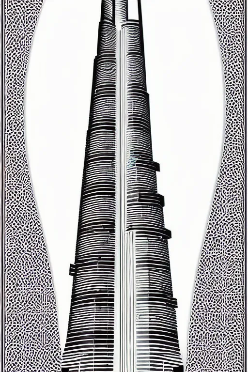 Image similar to minimalist boho style art of colorful burj khalifa, illustration, vector art