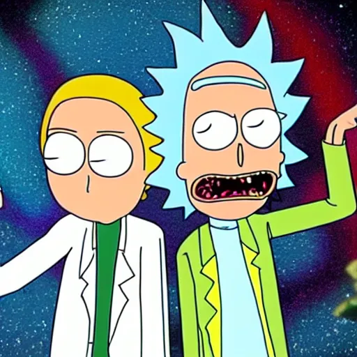 Image similar to live action rick and morty, photorealistic, highly detailed