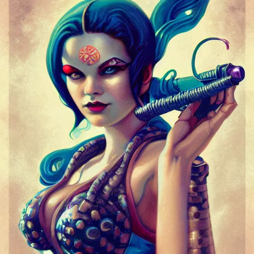 Image similar to lofi underwater bioshock naga portrait, Pixar style, by Tristan Eaton Stanley Artgerm and Tom Bagshaw.