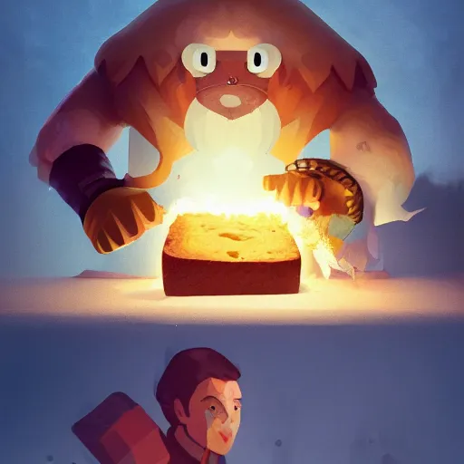 Prompt: portrait of viking toast, bread type pokemon, strong pixar wonder bread warrior, volumetric lighting, dynamic composition, art by sachin teng and sergey kolesov and ruan jia and heng z, scifi, fantasy, hyper detailed, ultra realistic, sharp focus, wildlife photography, national geographic, octane render, concept art