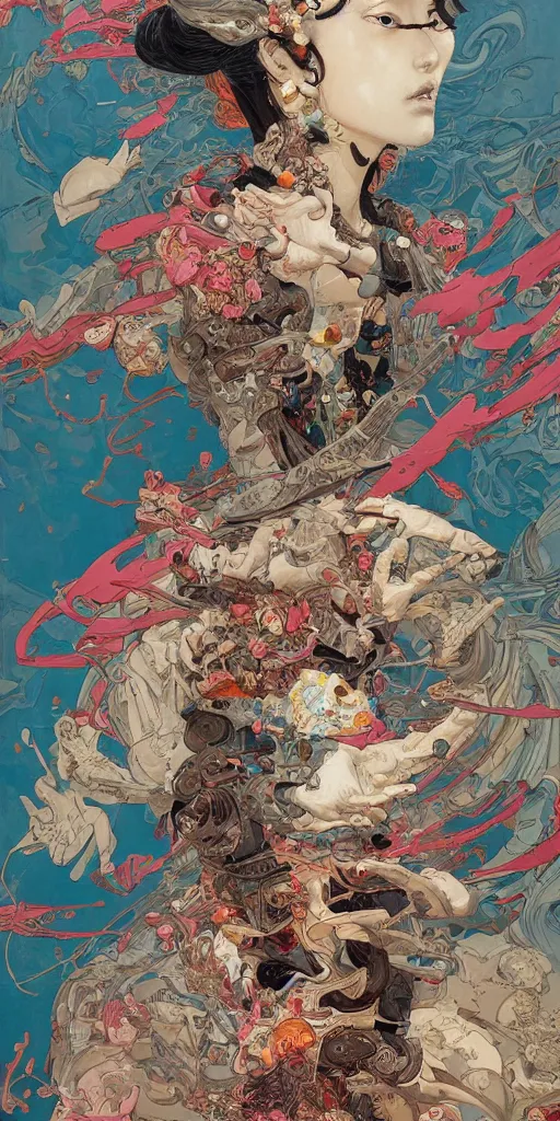 Prompt: orientalism painting by james jean and katsuhiro otomo and erik jones, inspired by akira anime, smooth texture, intricate oil painting, high detail illustration, sharp high detail, long exposure city pop