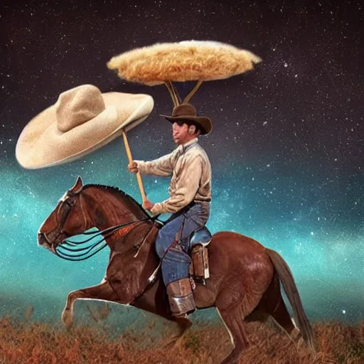 Image similar to a cowboy riding a tardigrade