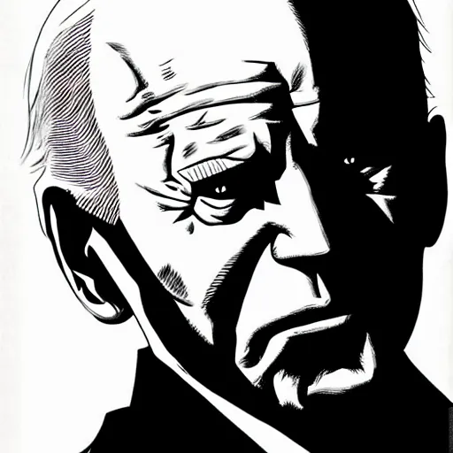 Image similar to Joe Biden looking sinister, by Tsutomu Nihei, highly detailed