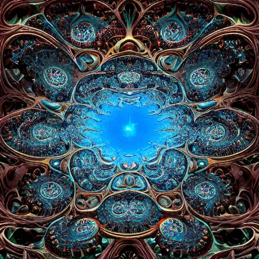 Image similar to a beautiful 3 d painting of a sprawling intricate fractal populated by mandelbrot fractals by android jones, unreal engine, soap carving, volumetric lighting, dynamic lighting, dramatic lighting, high contrast, concept art, carved marble, opalescent, sacred geometry, religious, angelic, magic realism, catholicpunk, stark, trending on artstation