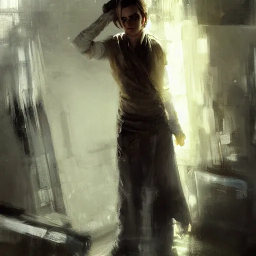 Image similar to emma watson as a jedi, jeremy mann painting