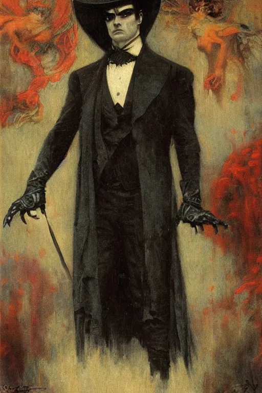 Prompt: portrait of victorian era vampire batman. art by gaston bussiere.