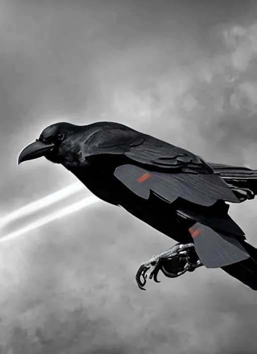 Image similar to a highly detailed ultra realistic photograph of a crow pilot