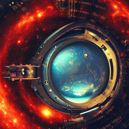 Prompt: The universe is like a giant time eye looking at us, intricate futuristic watch mechanism, science fiction, deep space hubble photograph, highly detailled texture, 4k, high quality trending on artstation