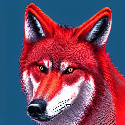 Image similar to a red face wolf, zoomorphism, digital painting, ultra sharp