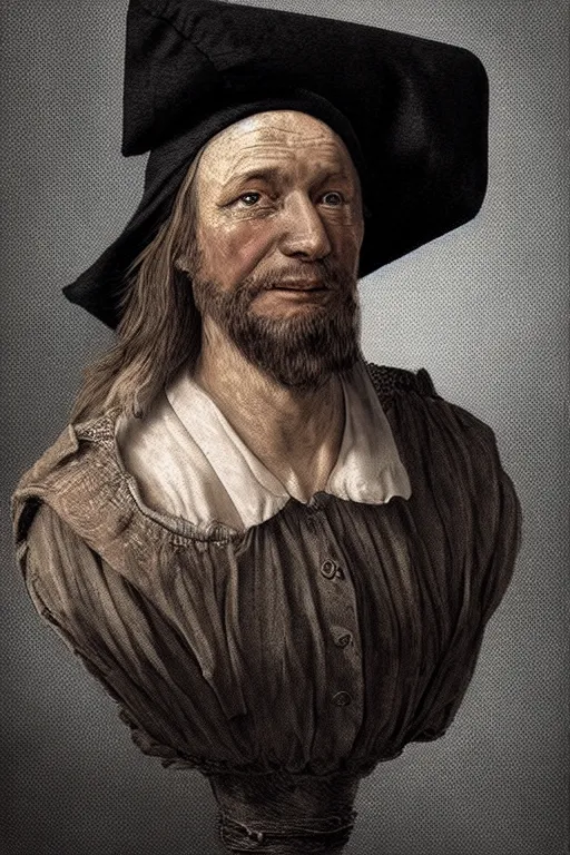 Prompt: portrait, headshot, digital art, 3d, of an old rich 17th century sailor, in tricorn hat, realistic, hyperdetailed, chiaroscuro, concept art, art by Franz Hals