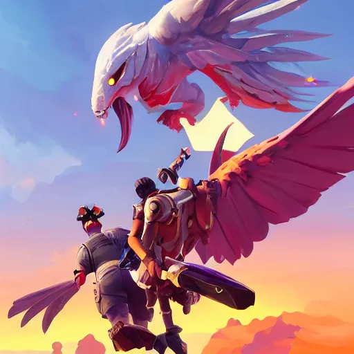 Image similar to with wings , fantasy art apex fortnite Video game icon, 2d game art gta5 cover , official fanart behance hd artstation by Jesper Ejsing, by RHADS, Makoto Shinkai and Lois van baarle, ilya kuvshinov, rossdraws