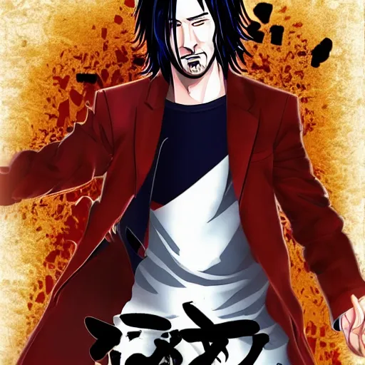 Image similar to Keanu Reeves anime style