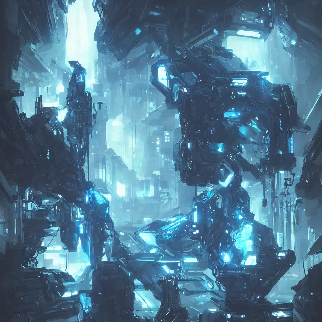 Image similar to cyber punk, overdetailed art, by greg rutkowski, glowing blue veins