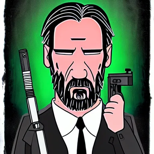 Prompt: john wick simpsons style