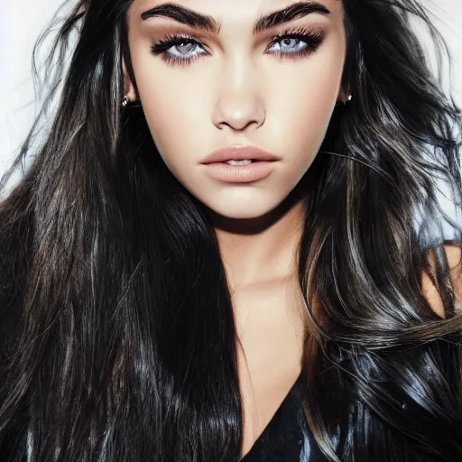 Image similar to 4k,ultra detailed portrait of Madison Beer by Rachel Ruysch