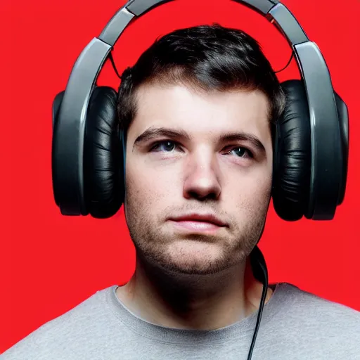 Image similar to crow in red headphones