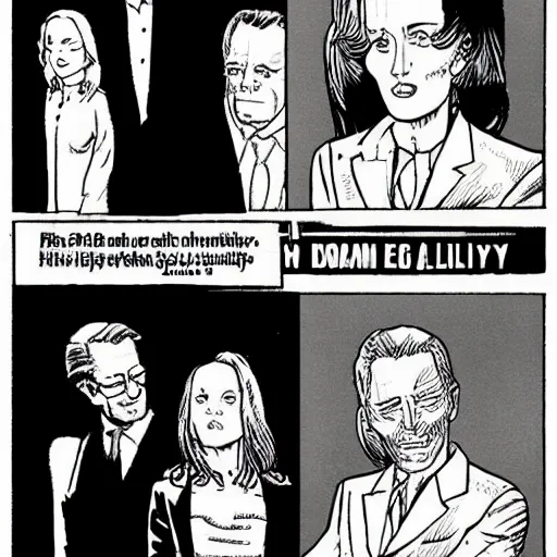 Prompt: comic strip about fox mulder and dana scully by jean giraud