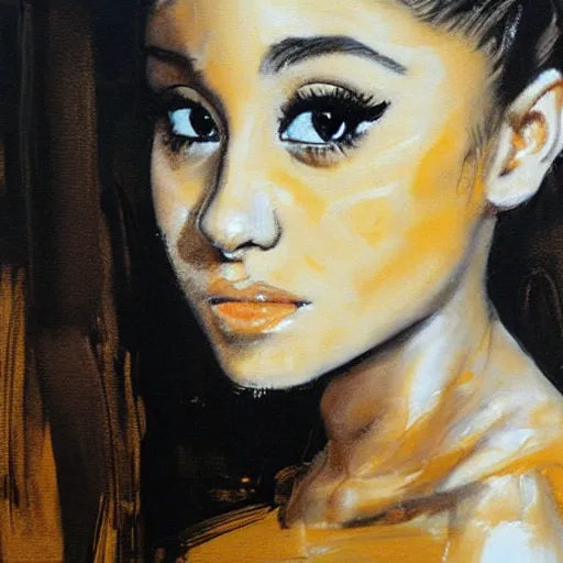 Image similar to painting of Ariana Grande by Guy Denning