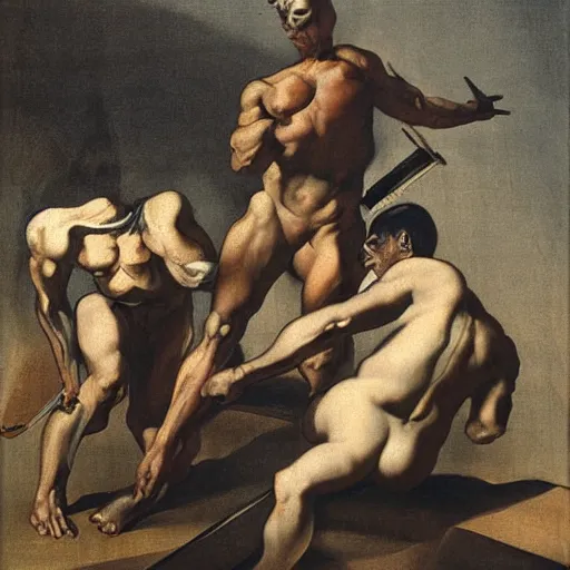 Prompt: cyborgs by theodore gericault